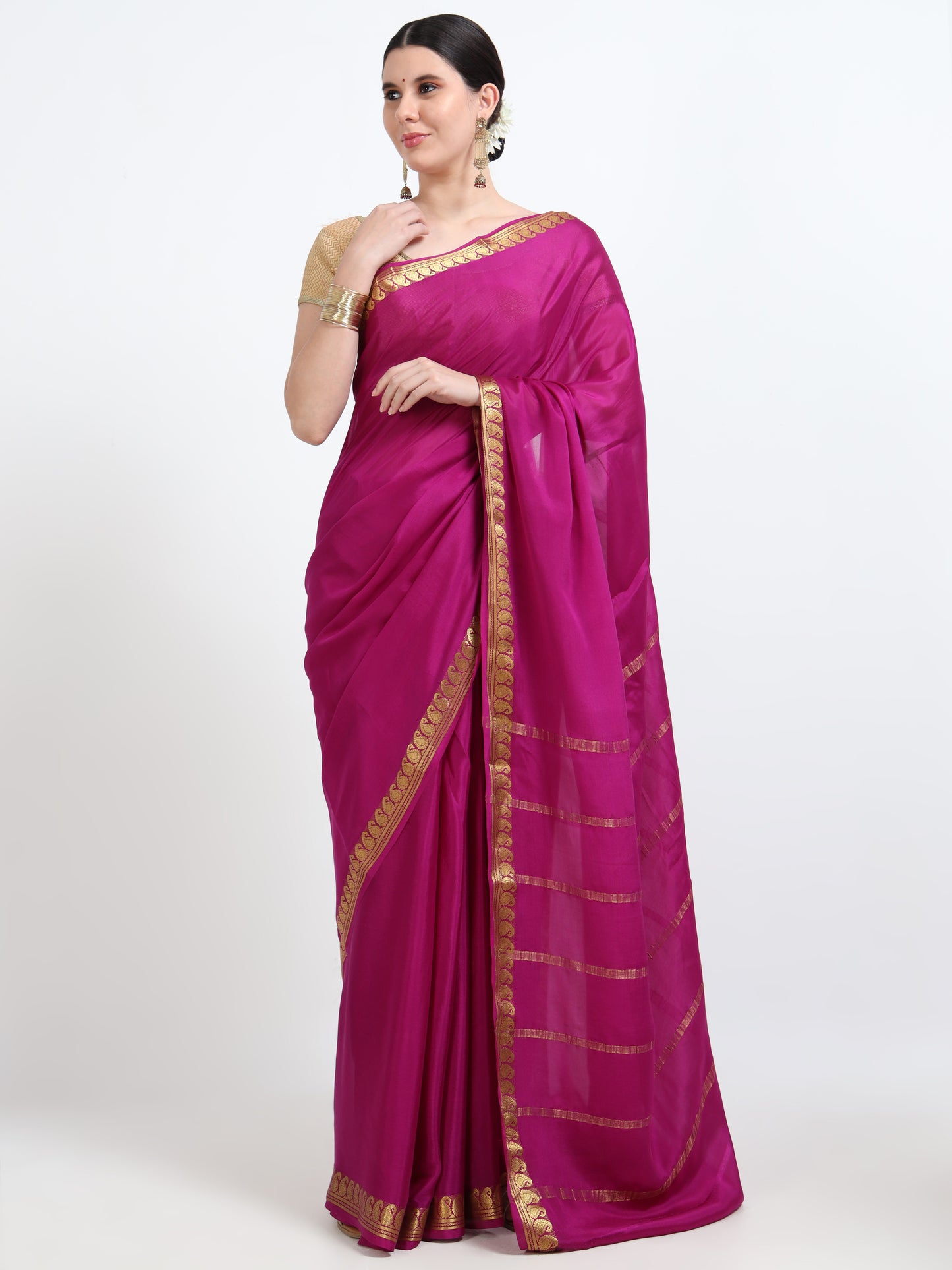 Majenta Body With Majenta Self Pallu Pure Mysore Silk Crepe ( MC-MS 11 )