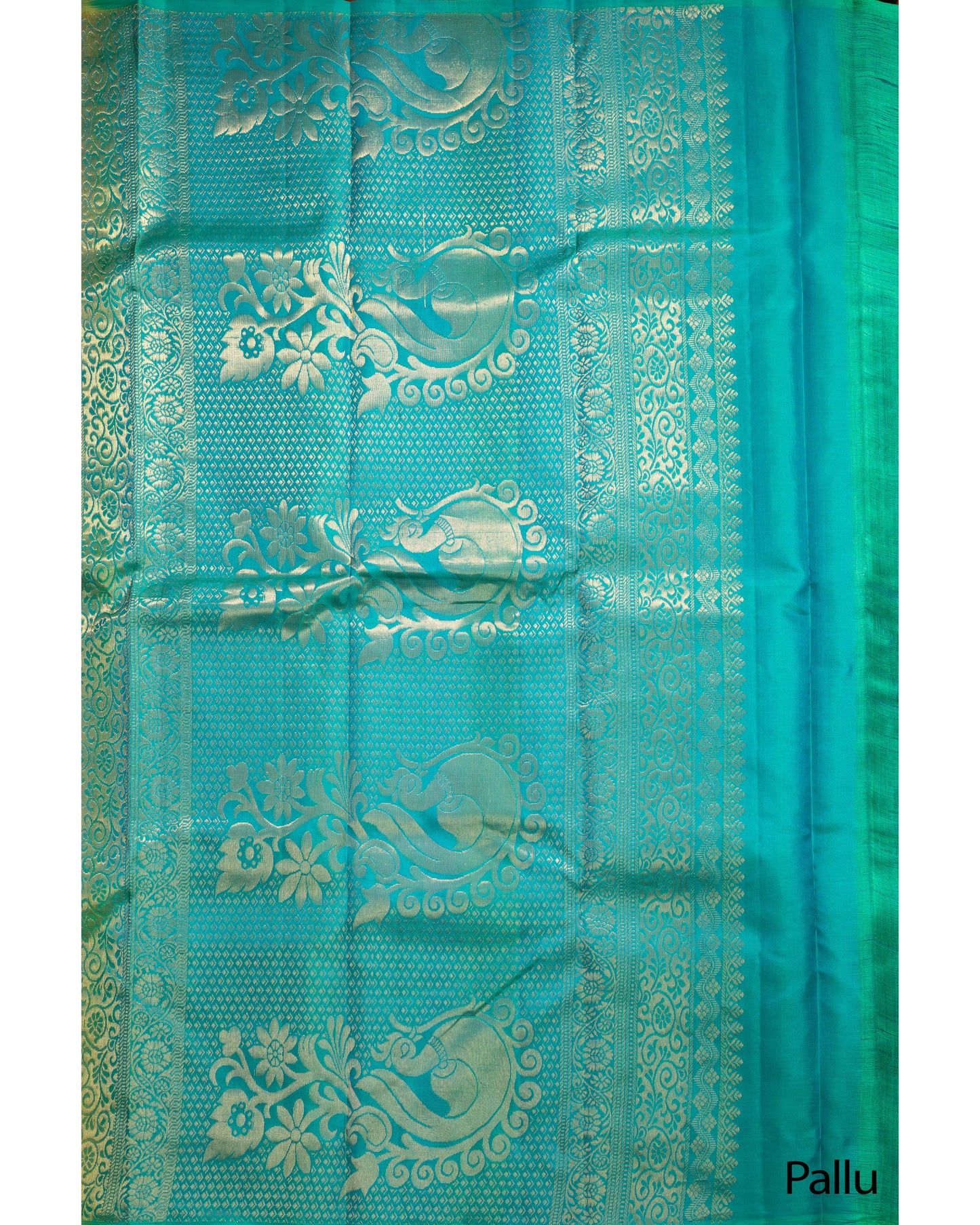 Dark Lemon With Saffire Green Pallu Pure Soft Silk Saree
