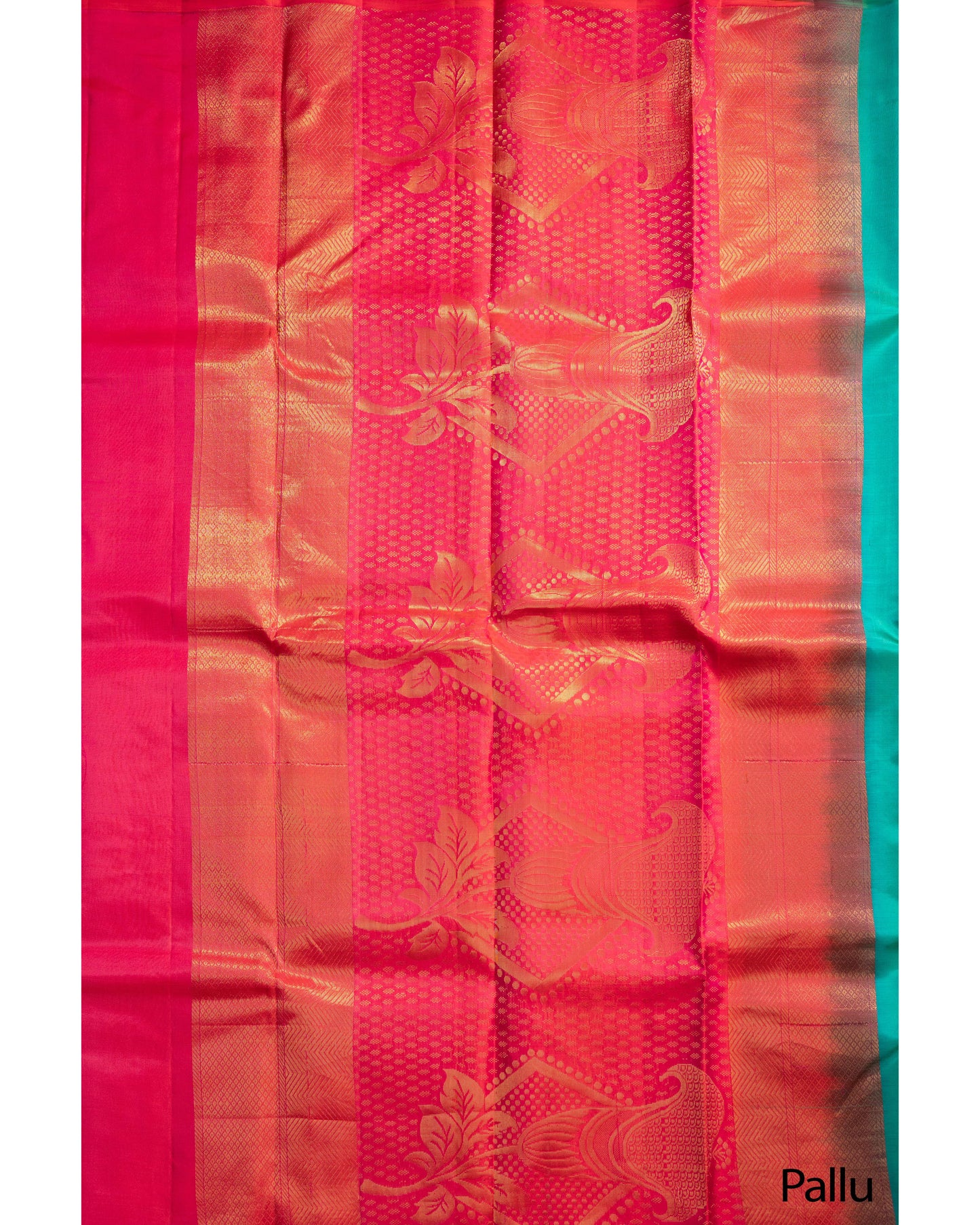 Saffire Green With Rani Pink Pallu Pure Soft Silk Saree