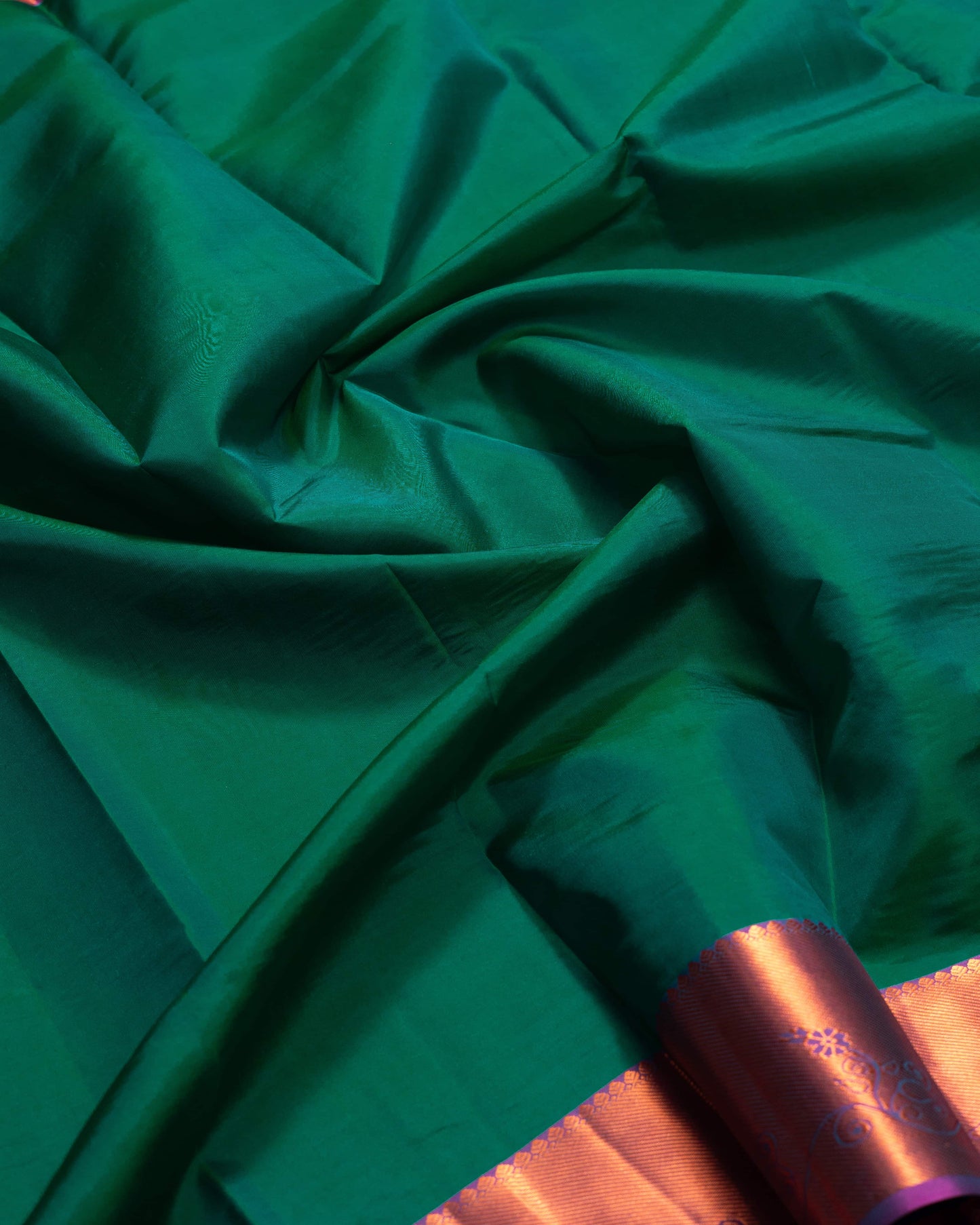 Saffire Green With Rani Pallu Pure Soft Silk Saree