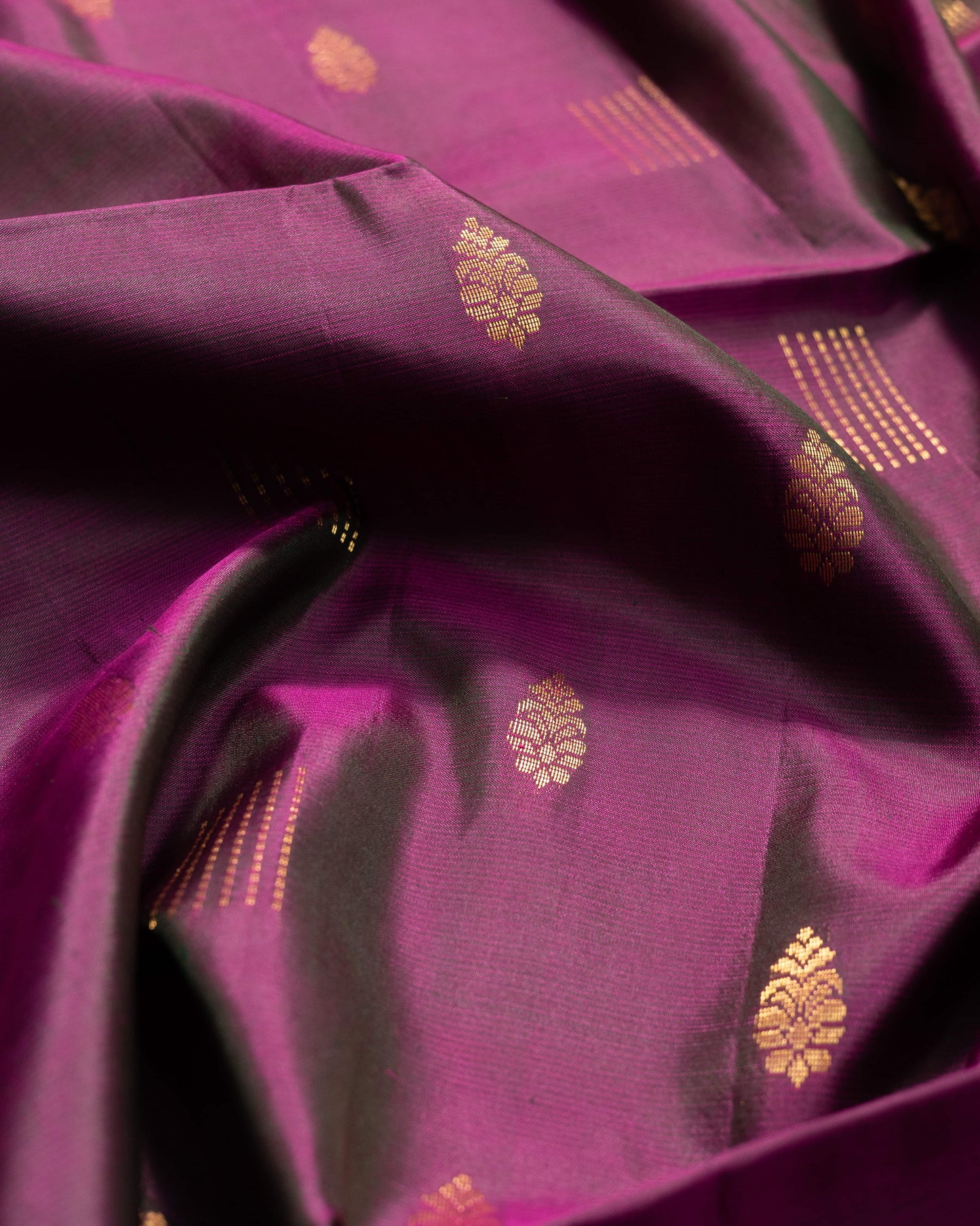 Burgandy With Olive Green Pallu Pure Soft Silk Saree