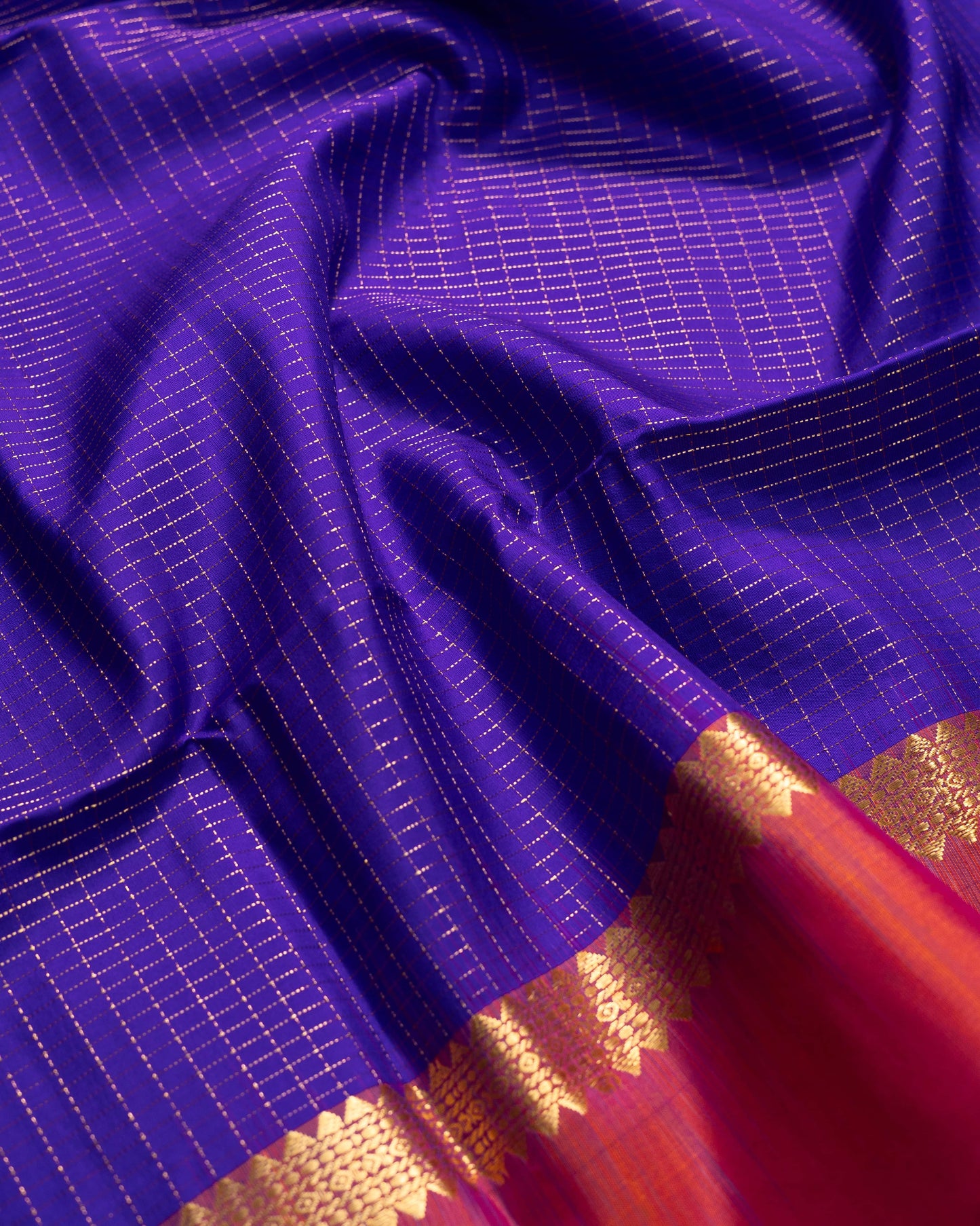 Royal Blue With Tomato Colour Pallu Pure Soft Silk Saree