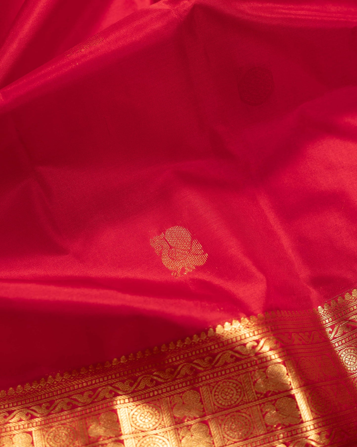Reddish Orange With Self Colour Kanchivaram Pure Soft Silk Saree
