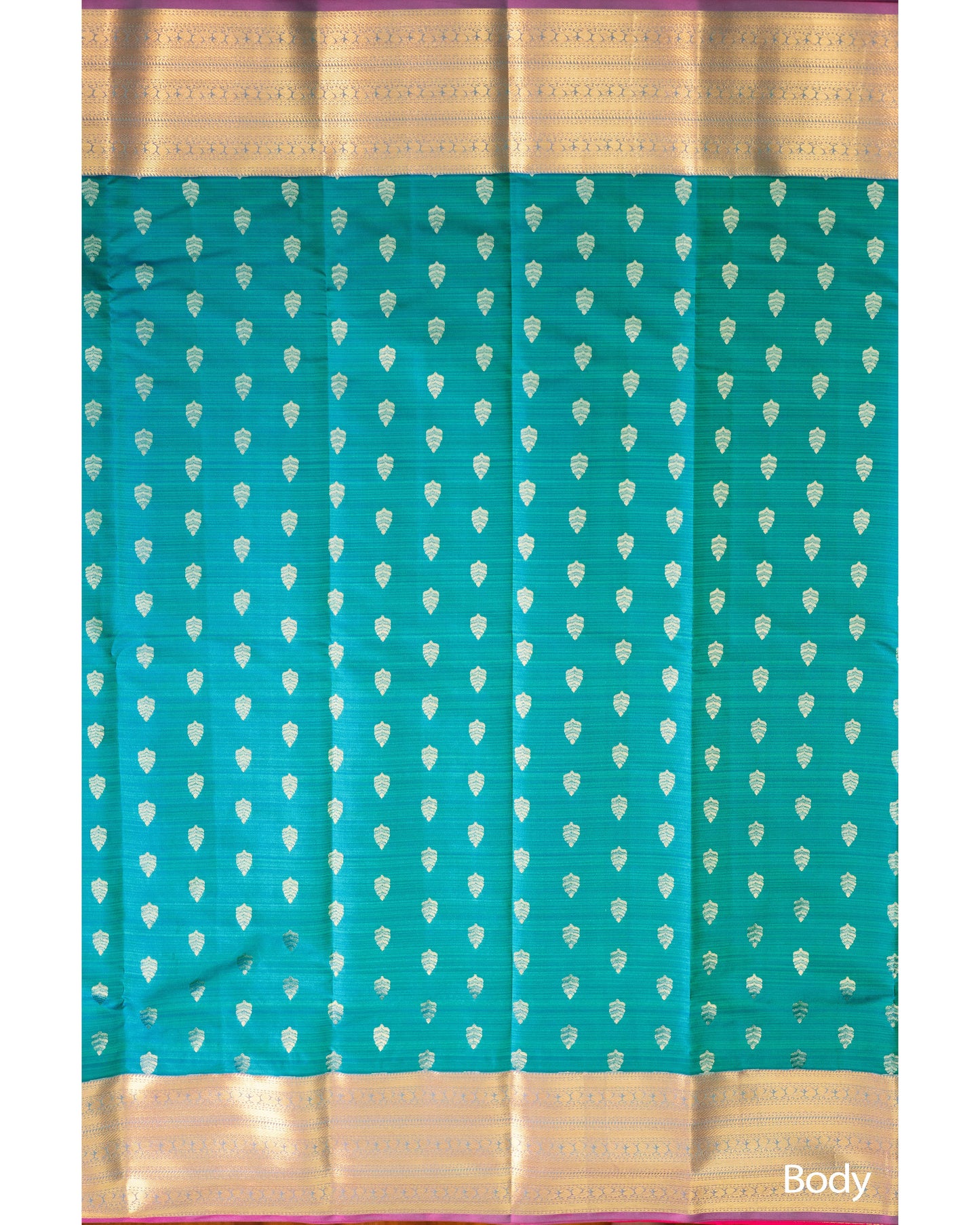 Light Saffire Green With Rani Pink Pallu Pure Silk Signature Blend Saree