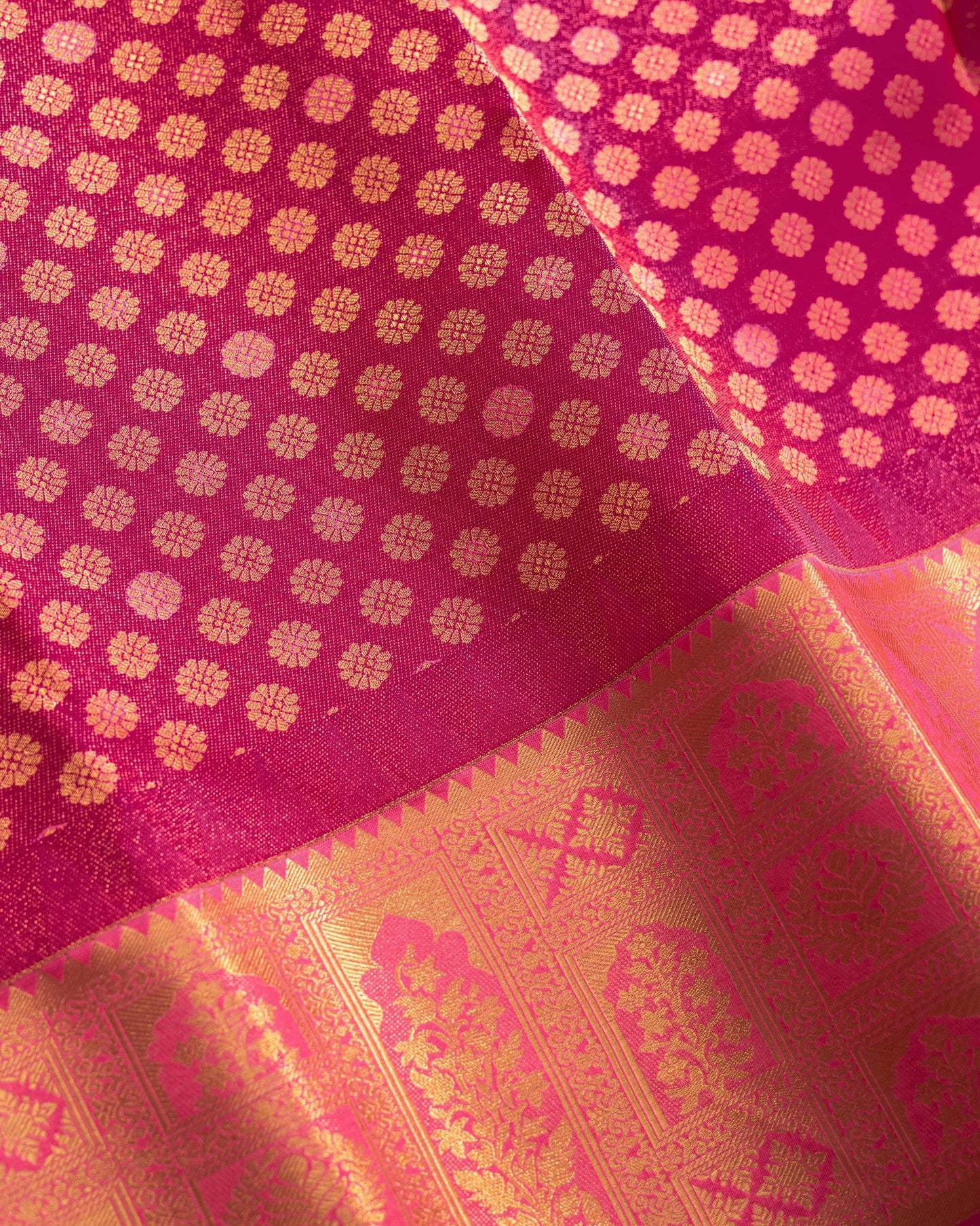 Rani Pink With Pastel Pink Pallu Pure Silk Signature Blend Saree