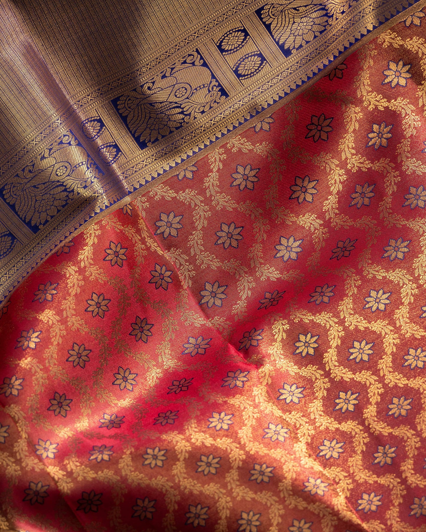 Maroon With Royal Blue Pallu Pure Silk Signature Blend Saree