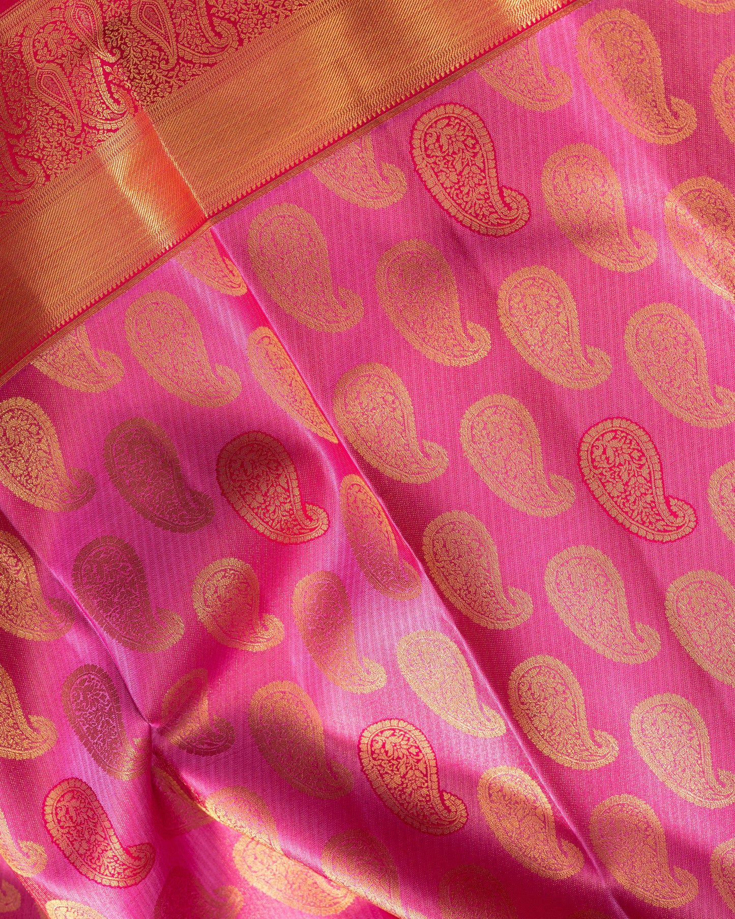 Onion Pink With Rani Pink Pallu Pure Silk Signature Blend Saree
