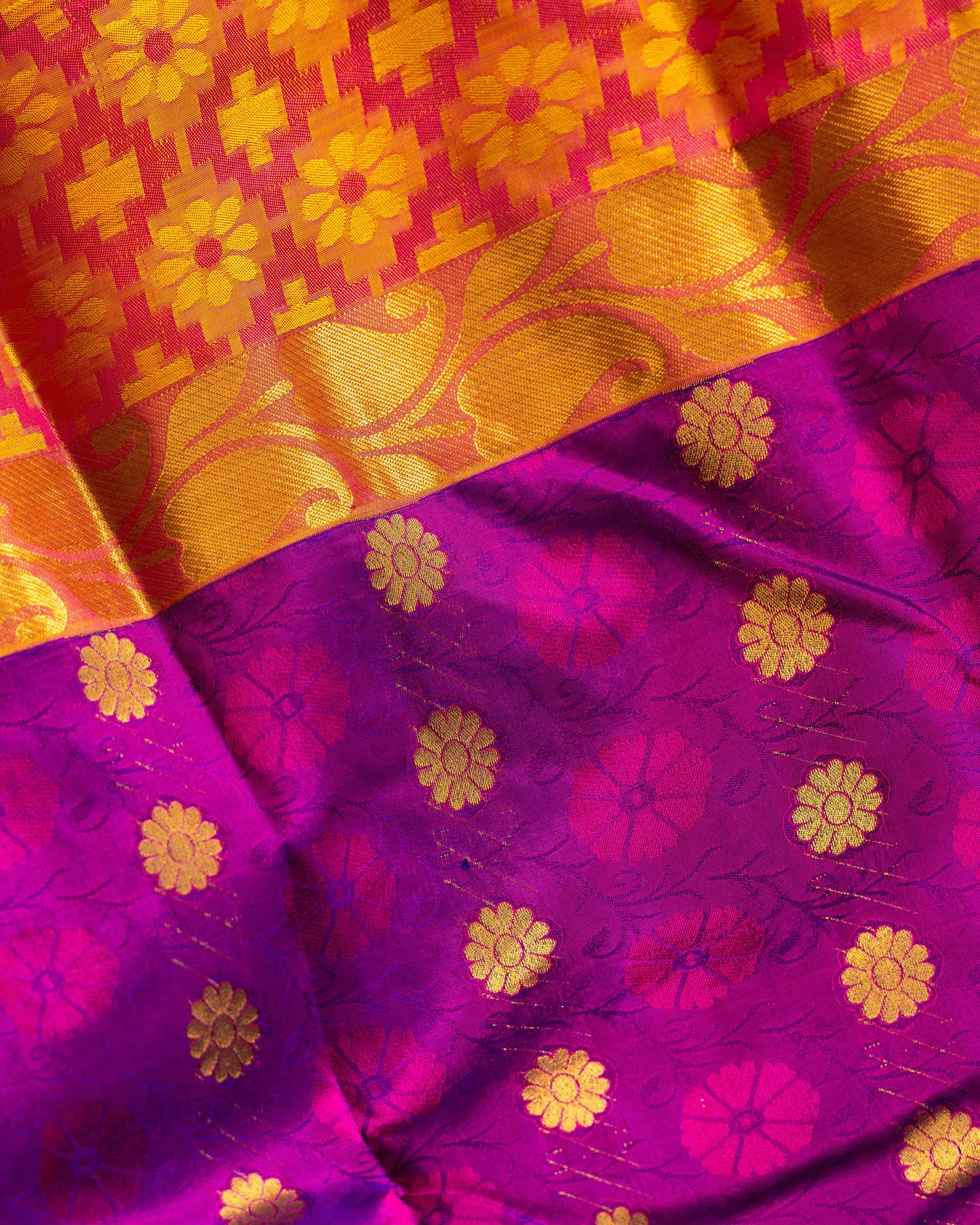 Magenta With Gold Colour Pallu Pure Silk Gift Saree