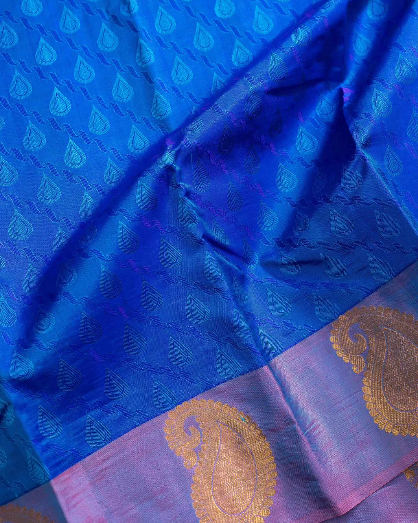 Blueish Violet With Pastel Blue Pallu Pure Silk Gift Saree