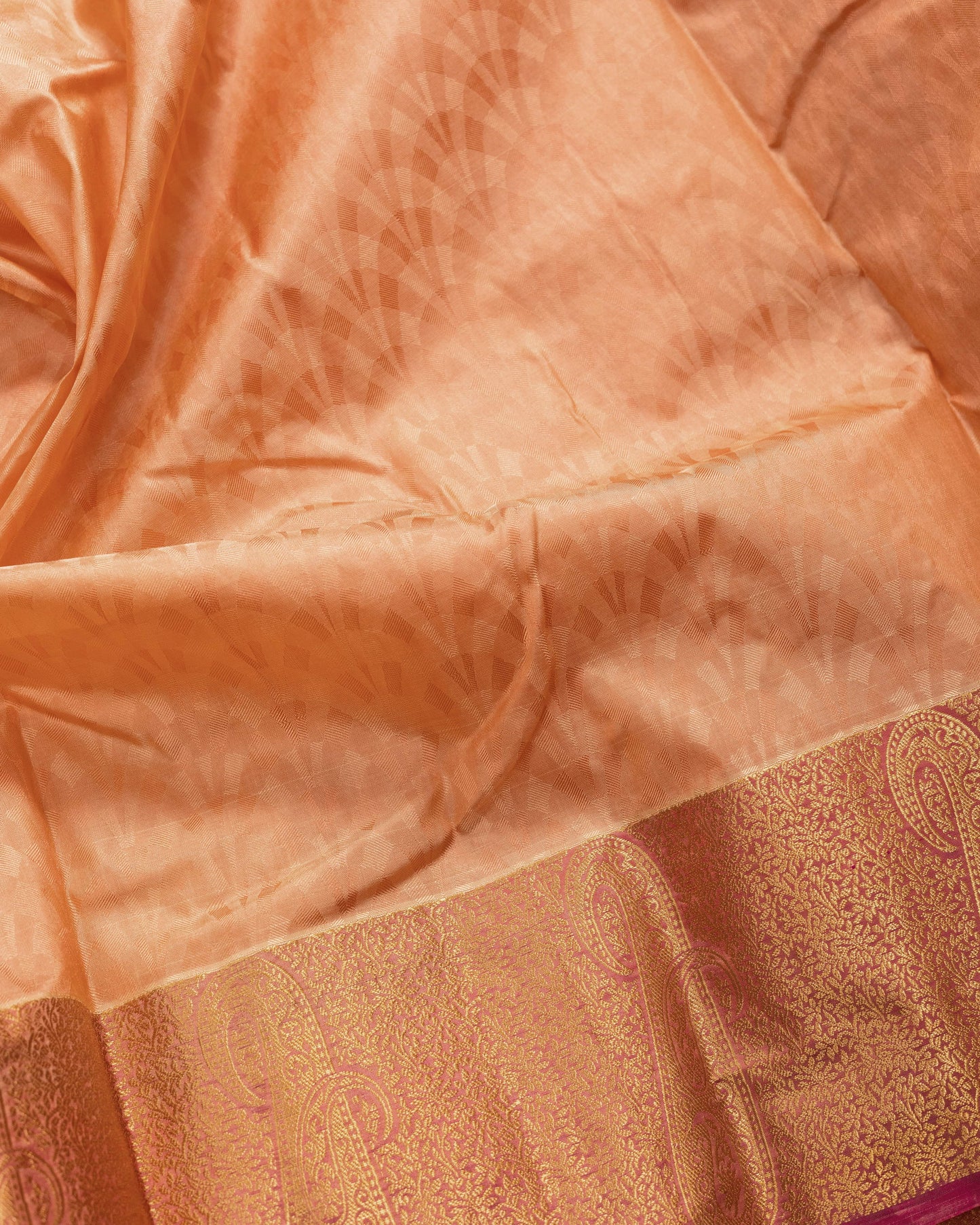 Peach With Rani Pink Pallu Pure Silk Gift Saree