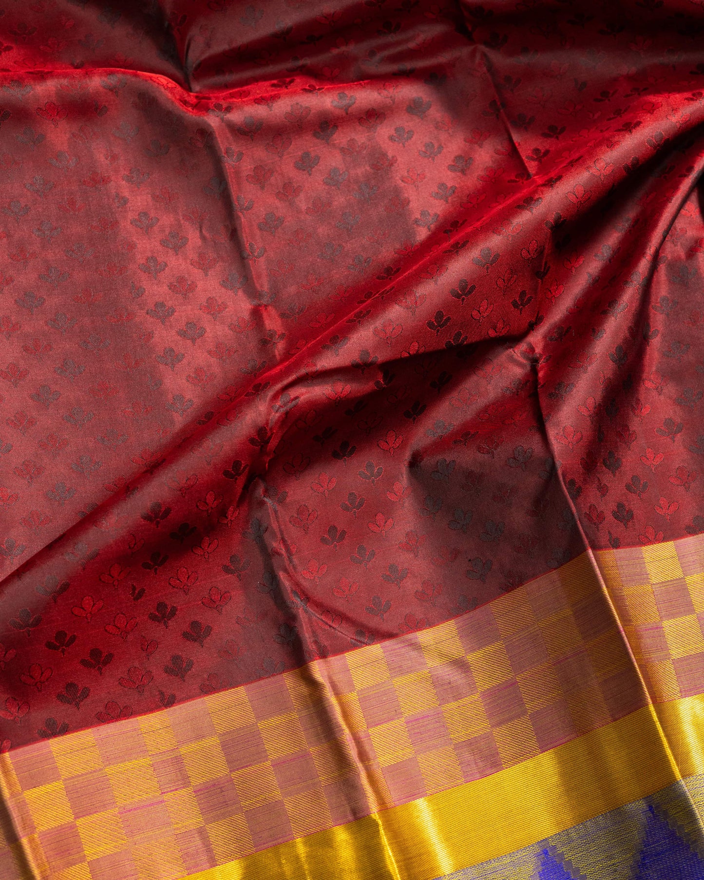 Maroon With Olive Green Pallu Pure Silk Gift Saree