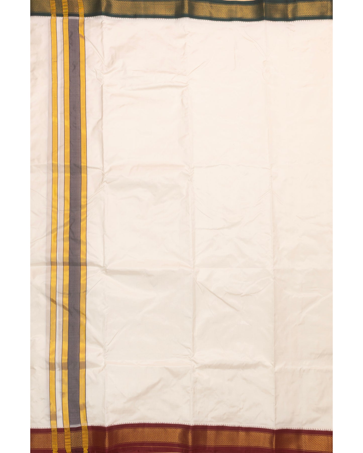 Half White Pure Silk Dhoti