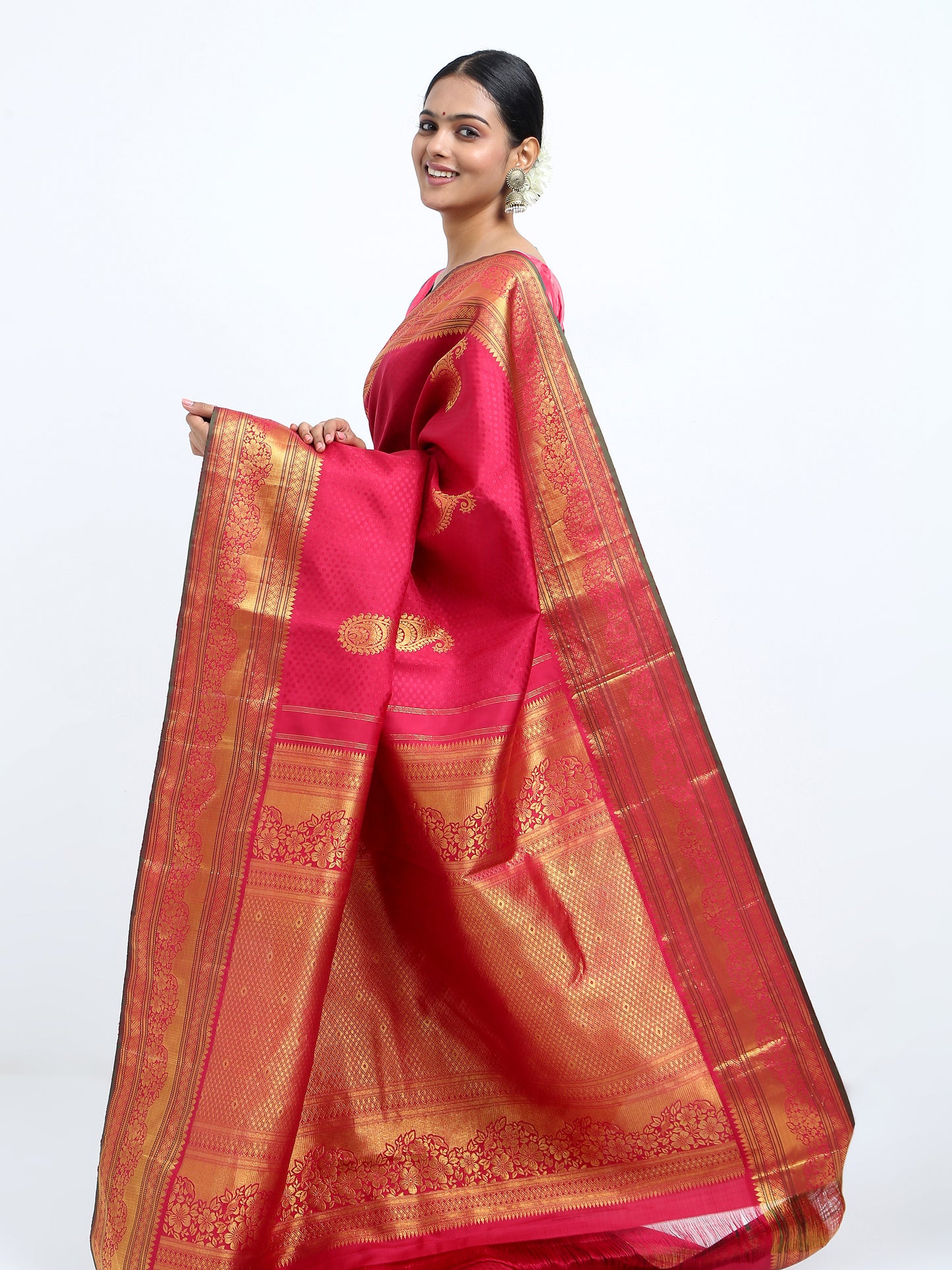Maroon Body With Maroon Pallu Kanchivaram Pure Silk ( ARN 4 )
