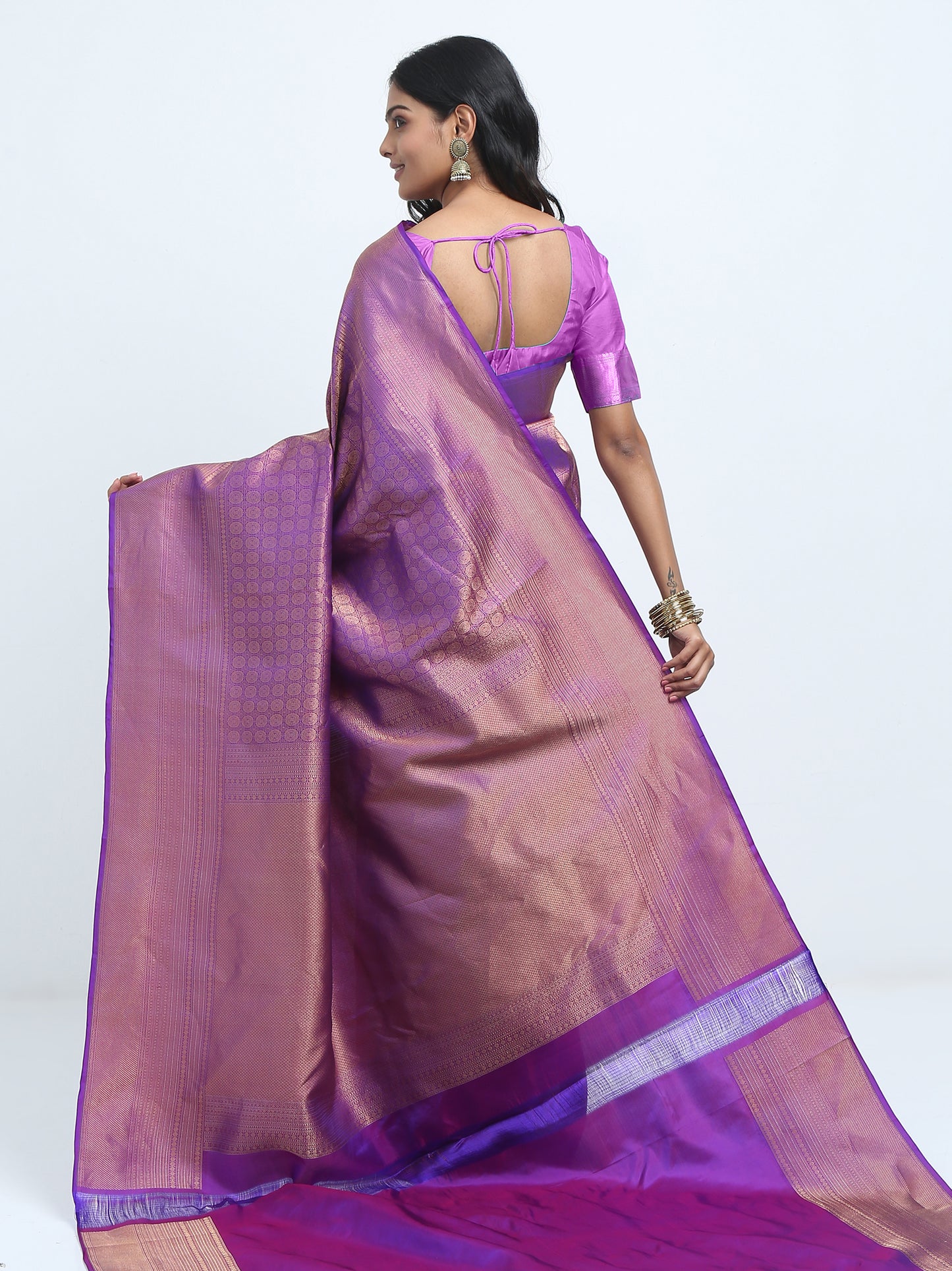 Dual Tone Royal Blue And Rani Body With Royal Blue Rani Pallu Kanchivaram Pure Silk ( SMS 37 )