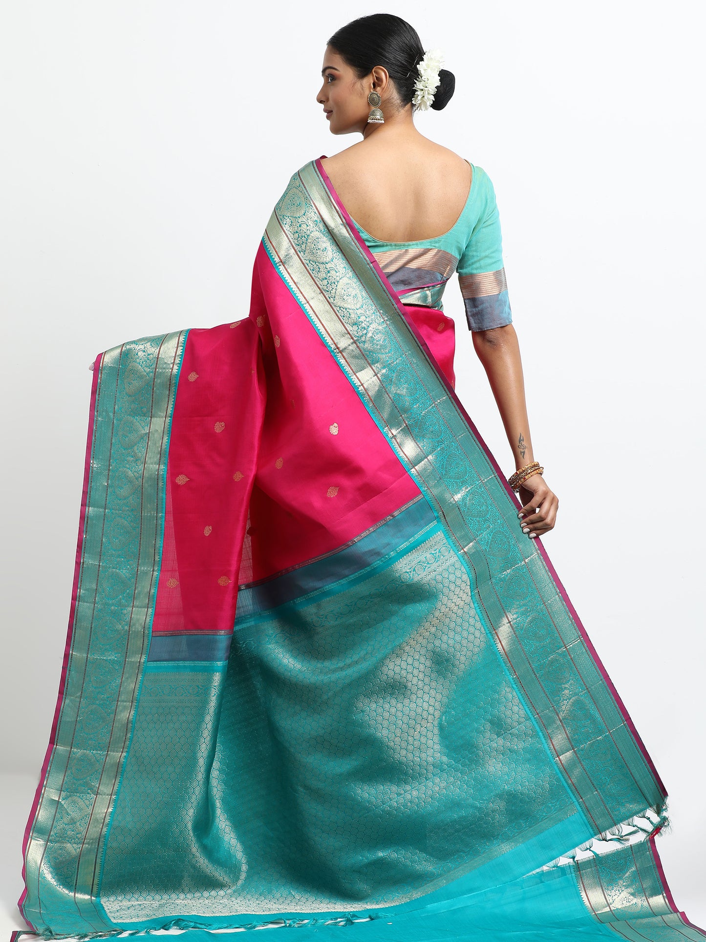 Vibrant Rani Body With Safaire Green Pallu Kanchivaram Pure Silk ( KSK-1 )