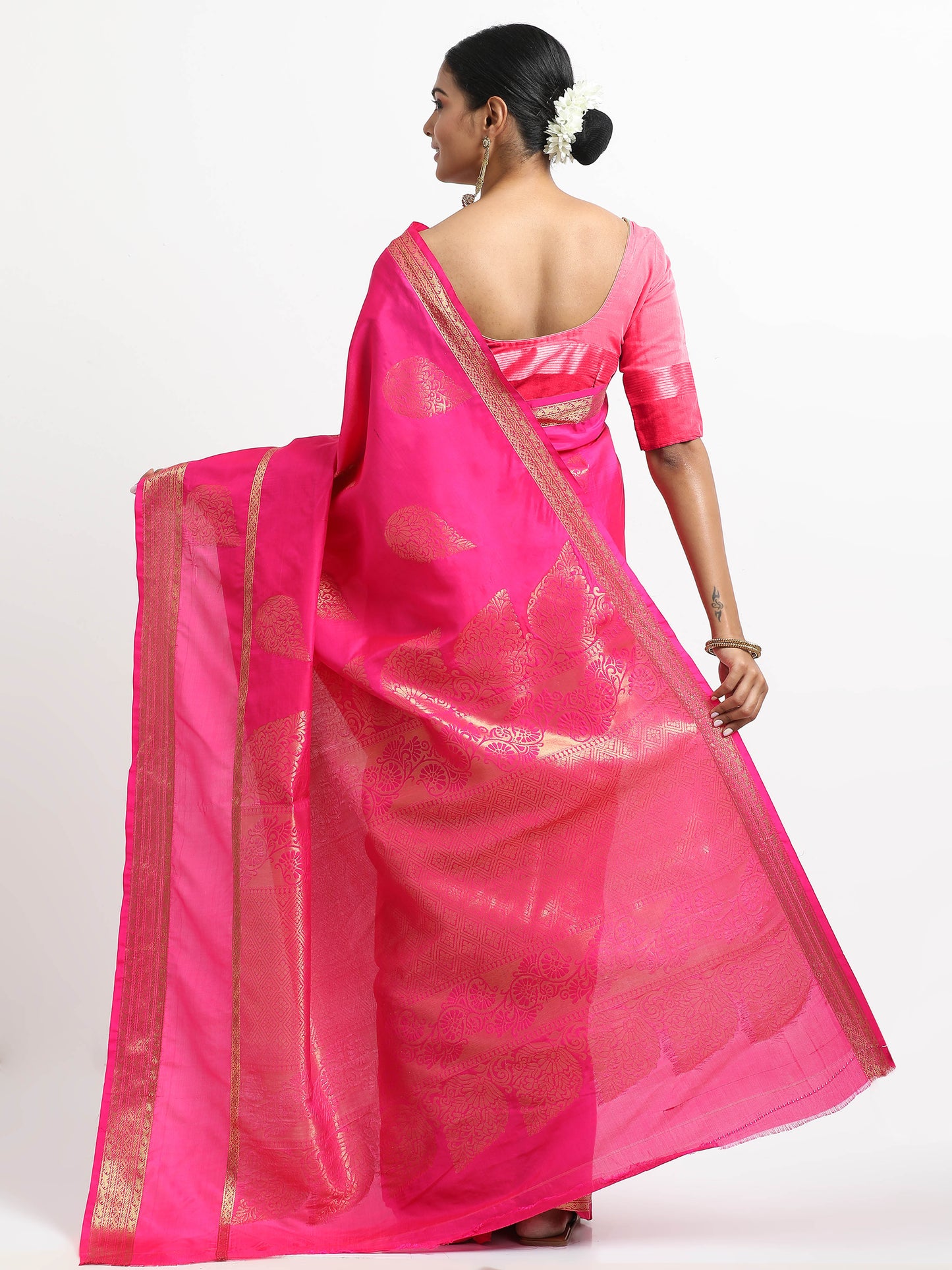 Dual Tone Orange & Purple Tone Body With Self Orange & Purple Tone Pallu Kanchivaram Pure Silk ( YNJ-2 )