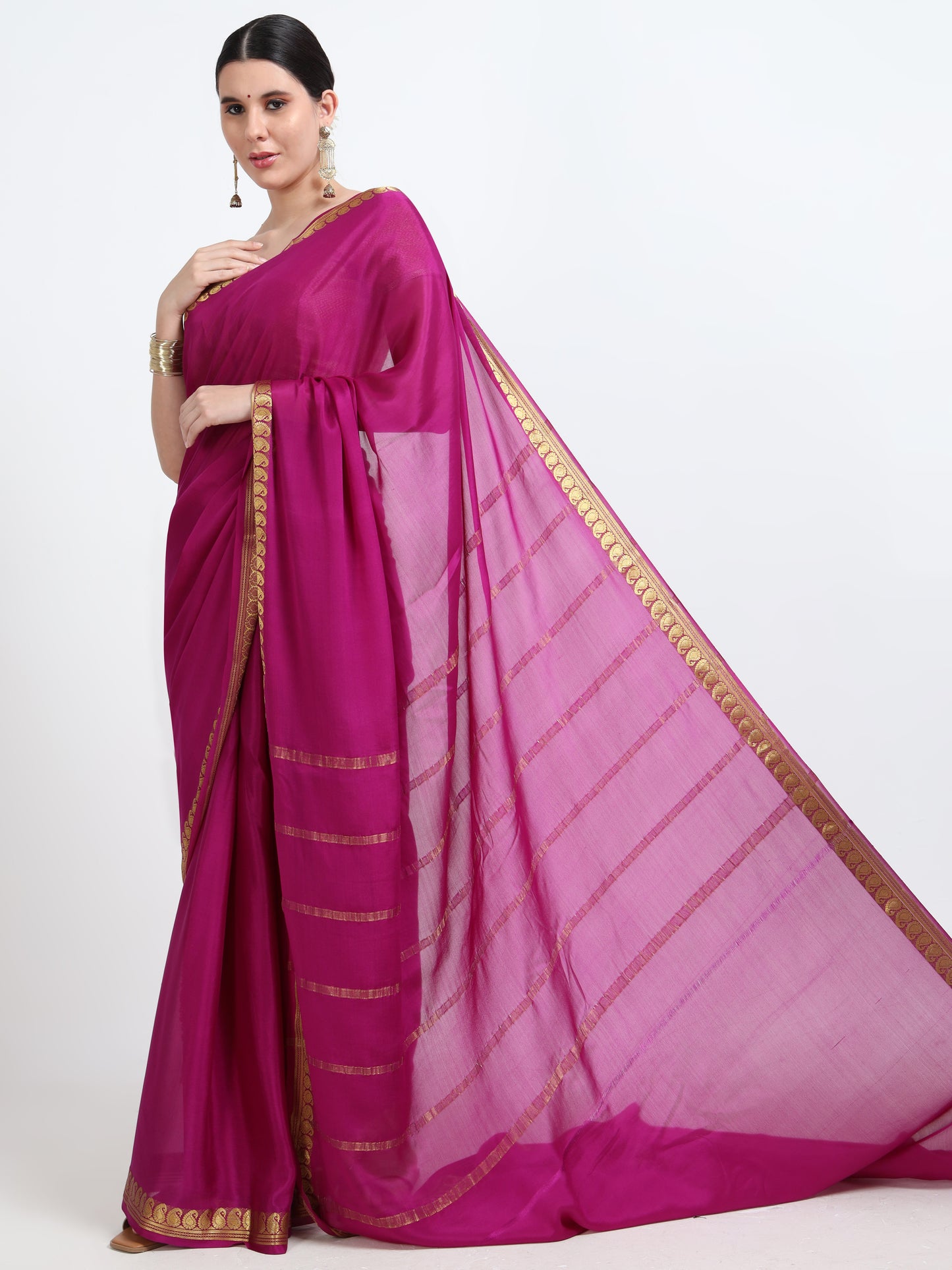 Majenta Body With Majenta Self Pallu Pure Mysore Silk Crepe ( MC-MS 11 )