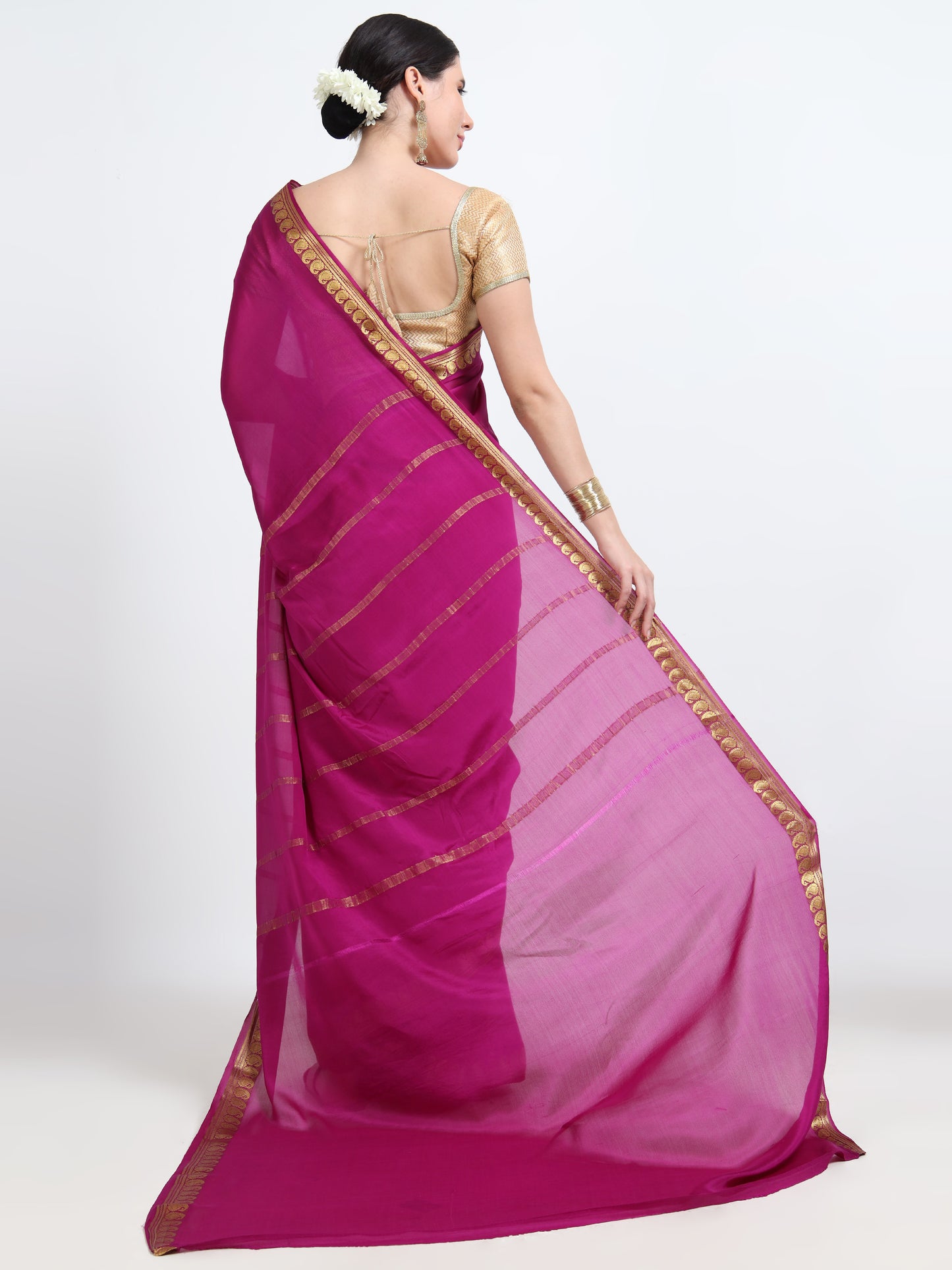 Majenta Body With Majenta Self Pallu Pure Mysore Silk Crepe ( MC-MS 11 )