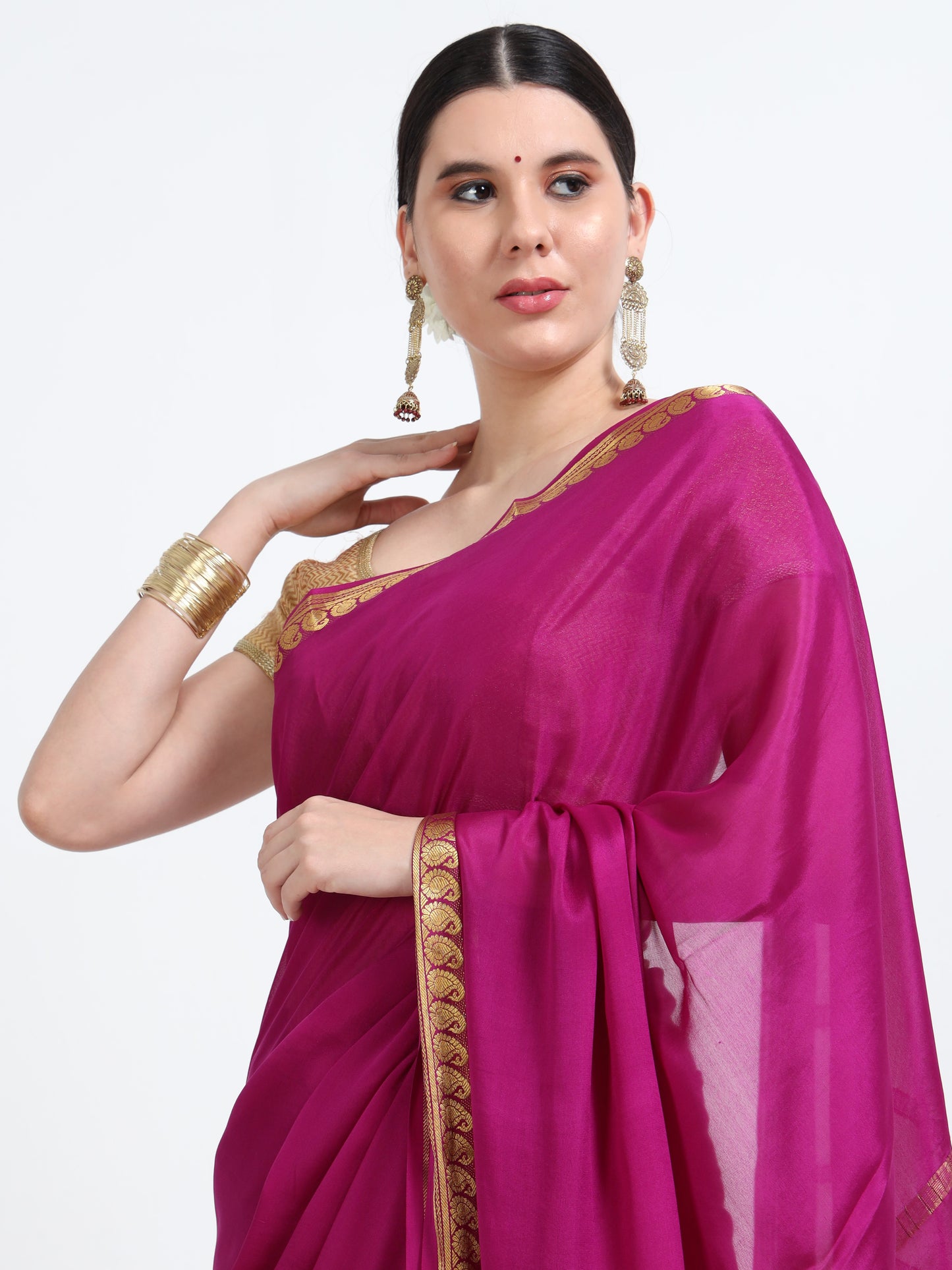 Majenta Body With Majenta Self Pallu Pure Mysore Silk Crepe ( MC-MS 11 )