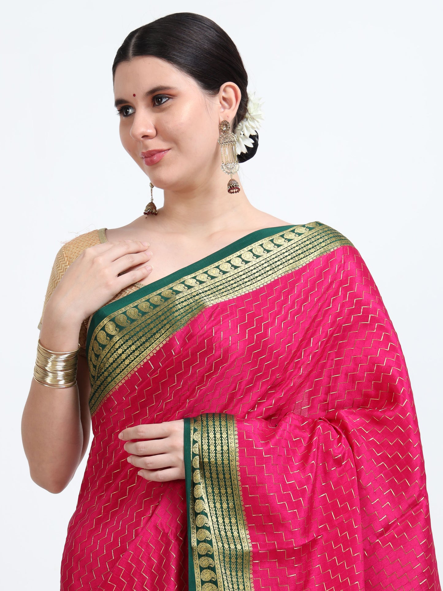 Rani Body With Bottle Green Pallu Pure Mysore Silk Crepe ( MC-MS 9 )