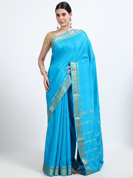 Turquoise Glow Silk Saree