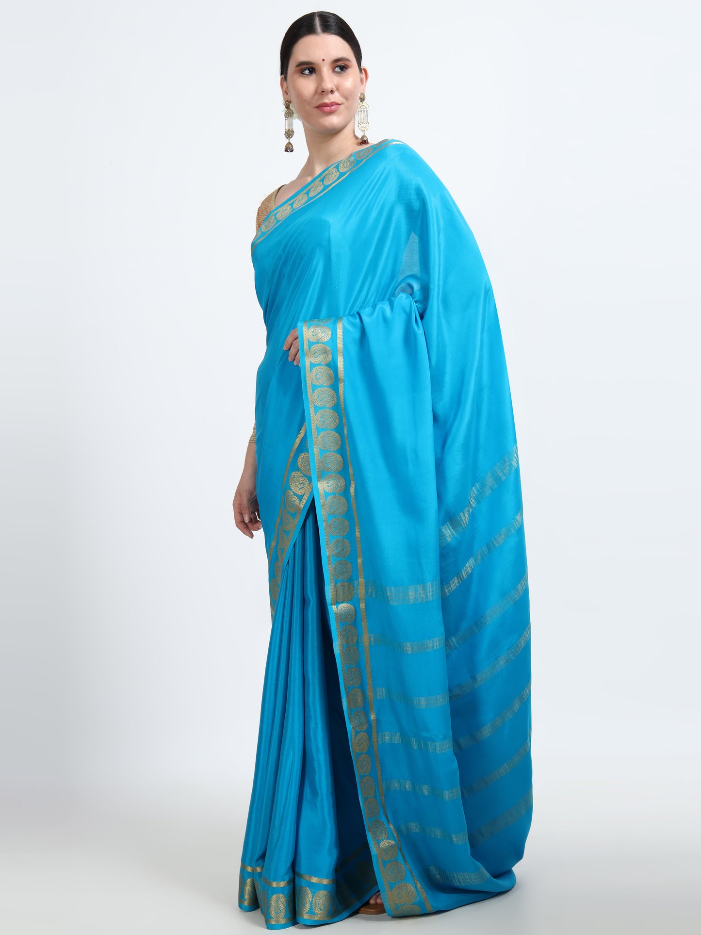 Sky Blue Body With Sky Blue Self Pallu Pure Mysore Silk Crepe ( MC-MS 5 )
