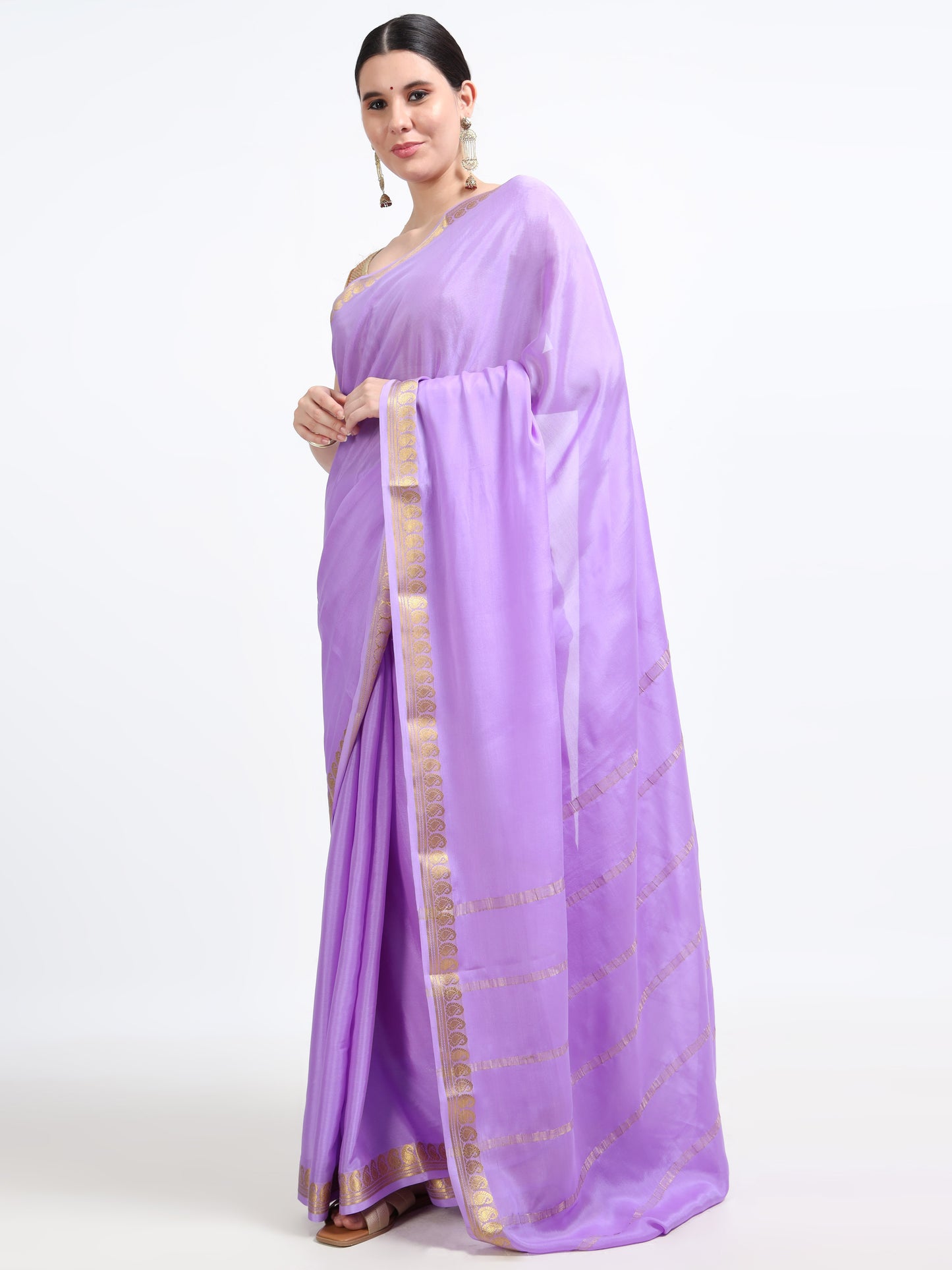 Lavender Body With Lavender Self Pallu Pure Mysore Silk Crepe ( MC-MS 11 )