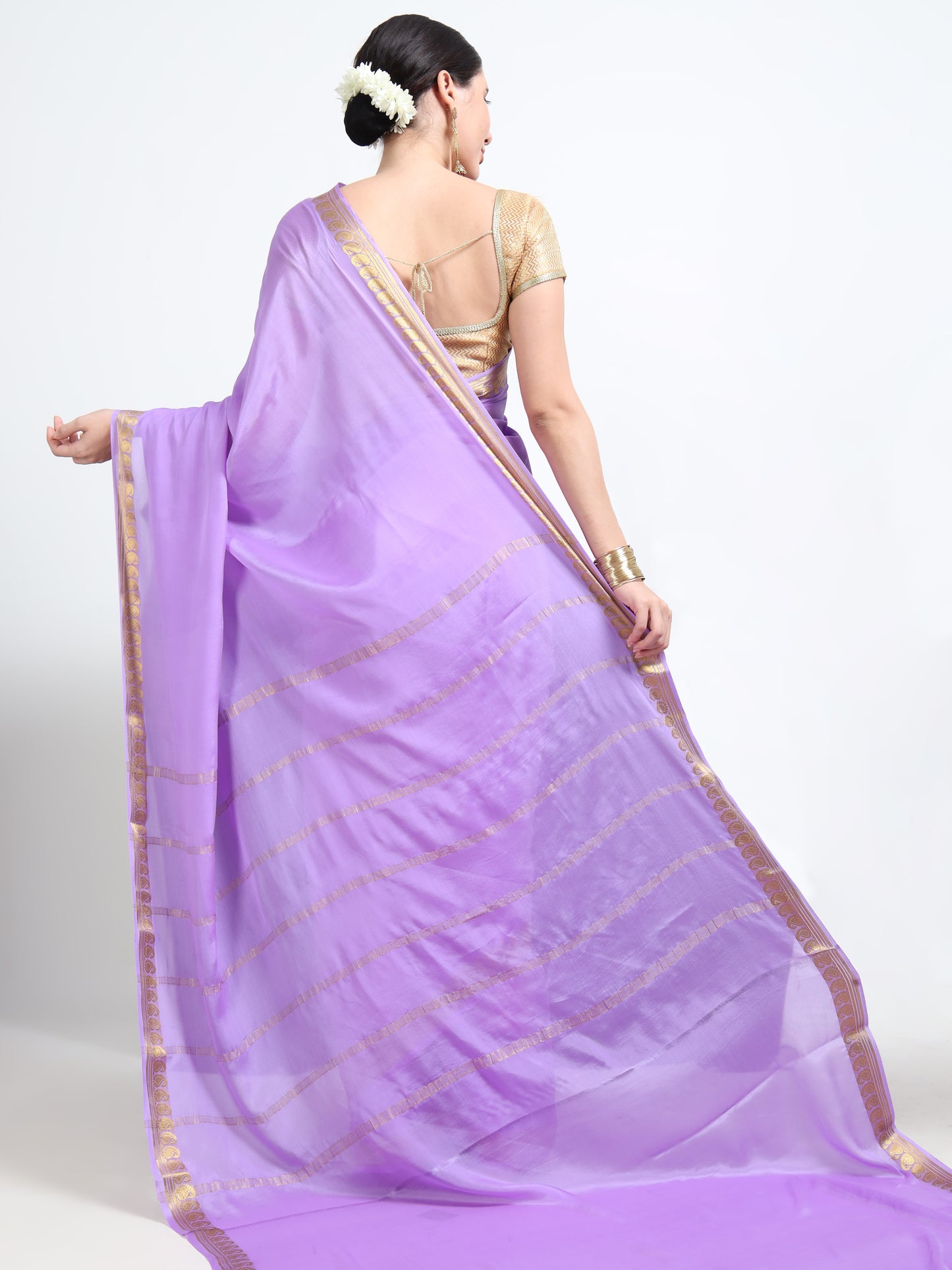 Lavender Body With Lavender Self Pallu Pure Mysore Silk Crepe ( MC-MS 11 )