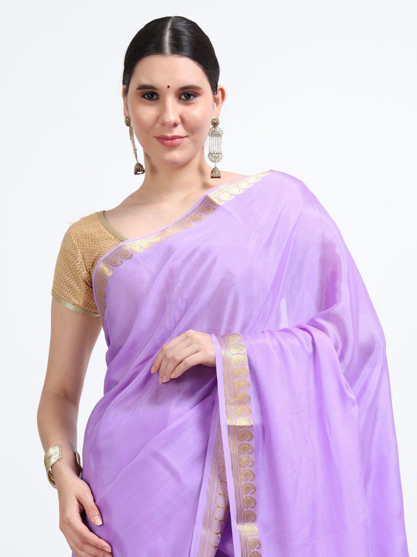 Lavender Body With Lavender Self Pallu Pure Mysore Silk Crepe ( MC-MS 11 )