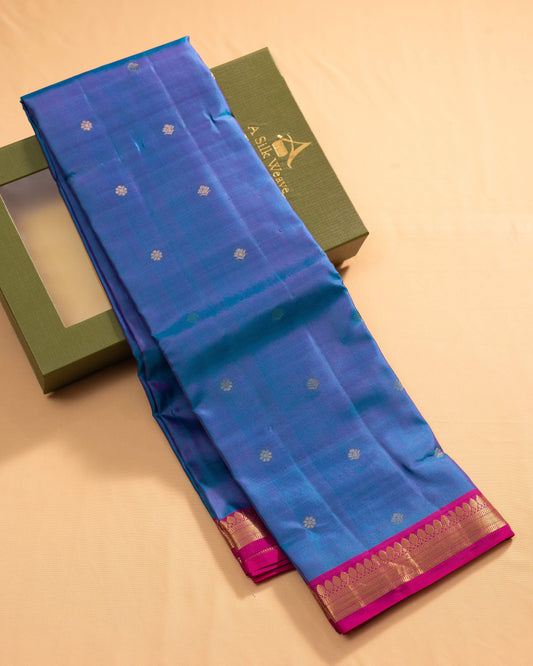 Ananda Blueish pink With Rani Pink Pallu Kanchivaram Pure Soft Silk Saree