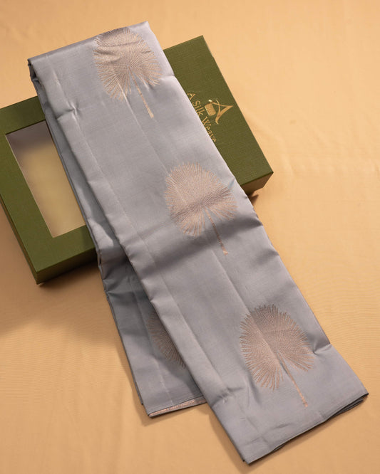 Silver Grey With Self Pallu Kanchivaram Pure Soft Silk Saree