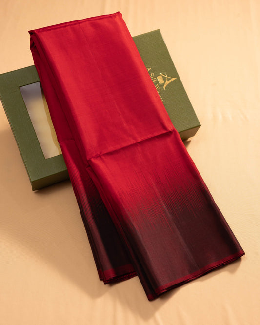 Red With Chocolate Brown Pallu Kanchivaram Pure Soft Silk Saree