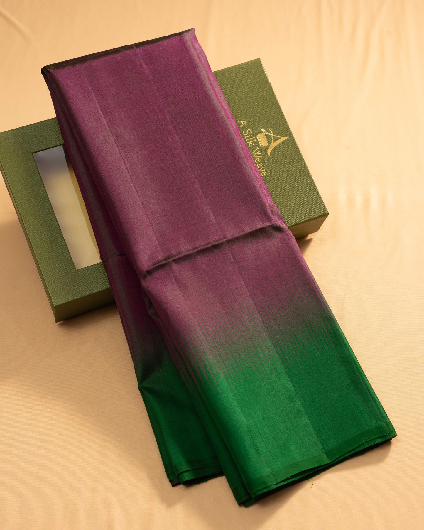 Greenish Majenta With Leaf Green Pallu Pure Soft Silk Saree