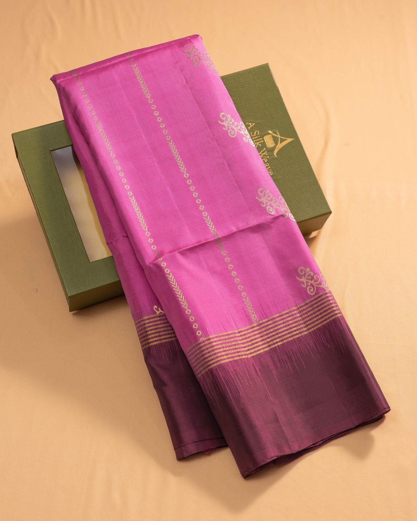 Onion Pink With Burgandy Pallu Kanchivaram Pure Soft Silk Saree