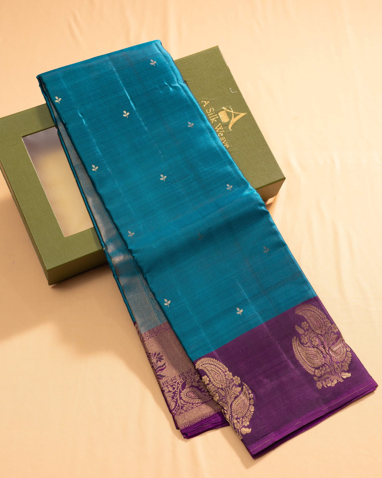 Peacock Green With Deeper Burgandy Pallu Kanchivaram Pure Soft Silk Saree