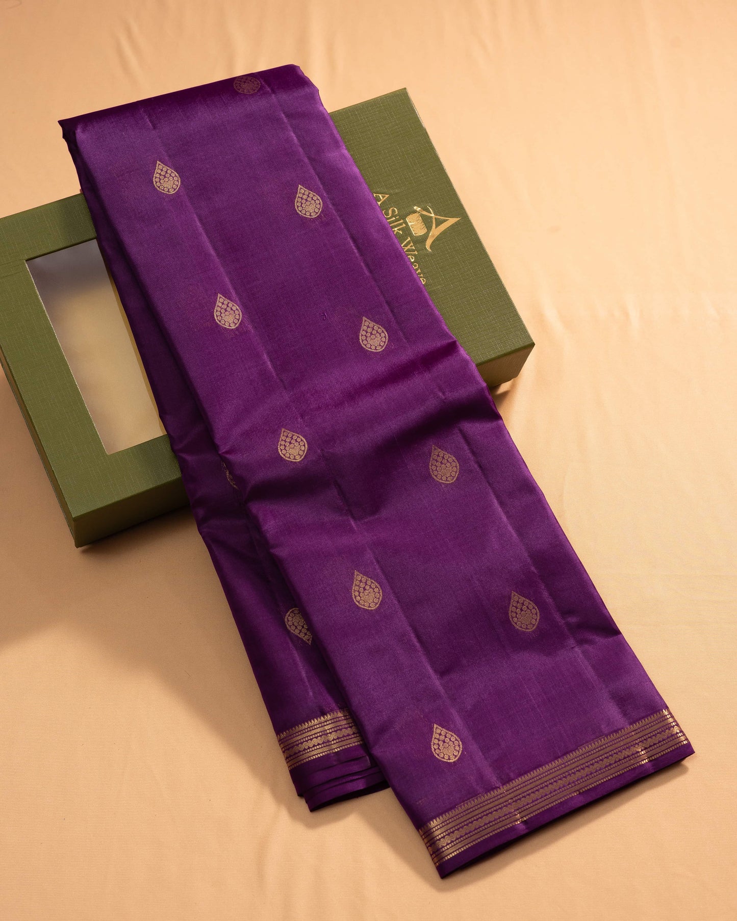 Purple With Self Colour Pallu Pure Soft Silk Saree