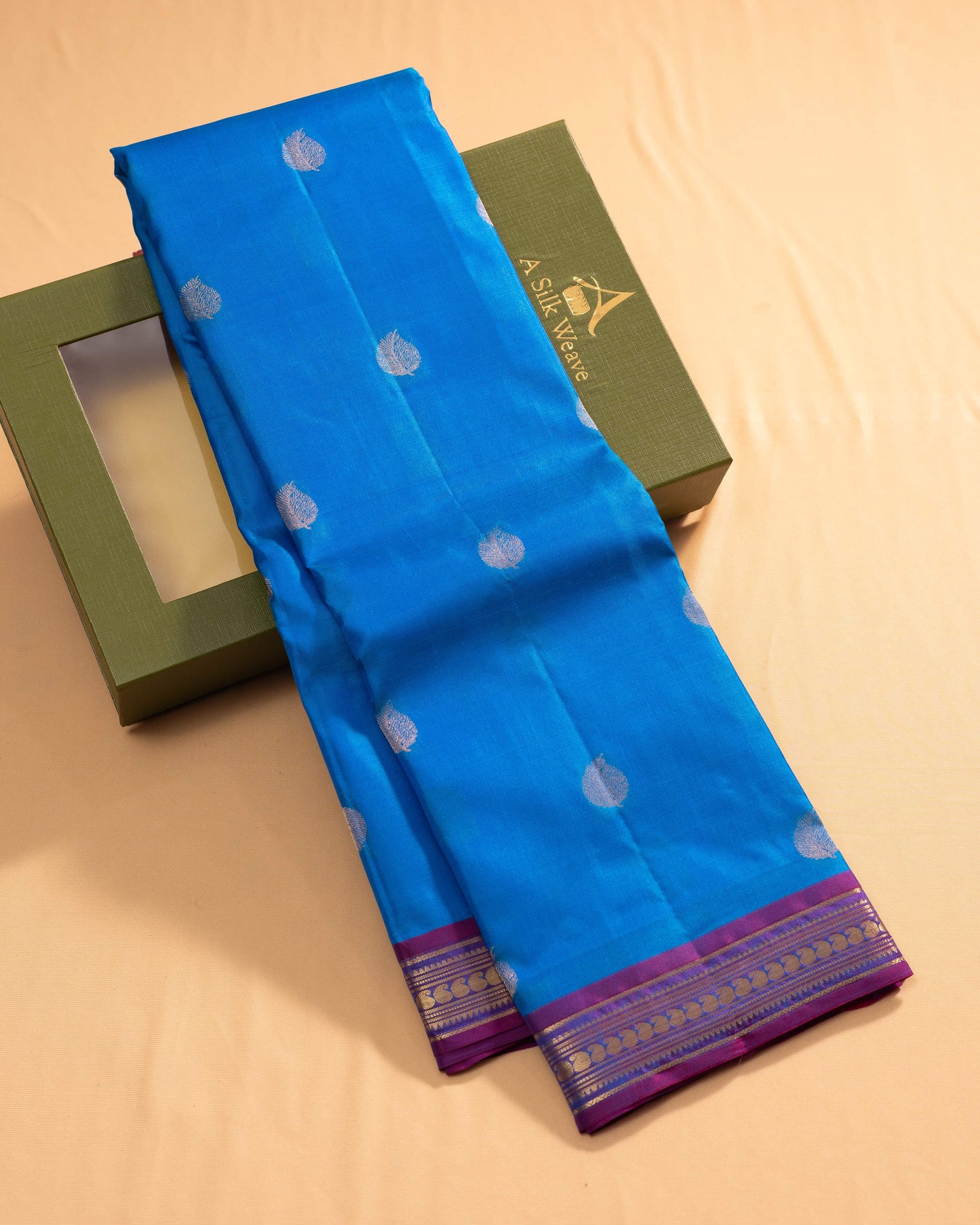 Ananda Blue With Reddish Blue Pallu Kanchivaram Pure Soft Silk Saree