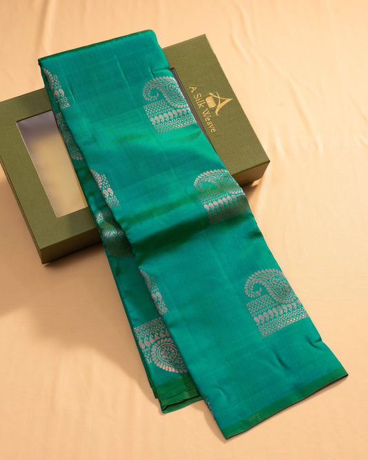 Saffire Green With Self Colour Pallu Kanchivaram Pure Soft Silk Saree