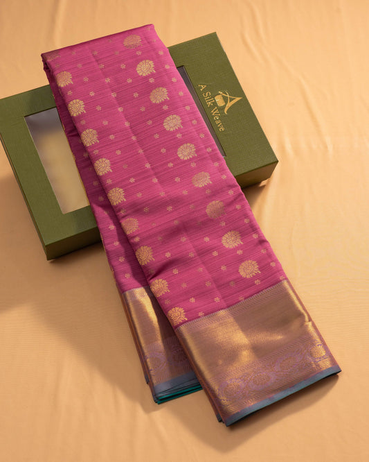 Onion Pink With Saffire Green Pallu Pure Silk Signature Blend Saree