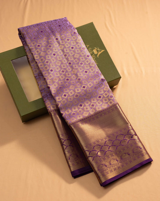 Lavender With Burgundy Pallu Pure Silk Signature Blend Saree