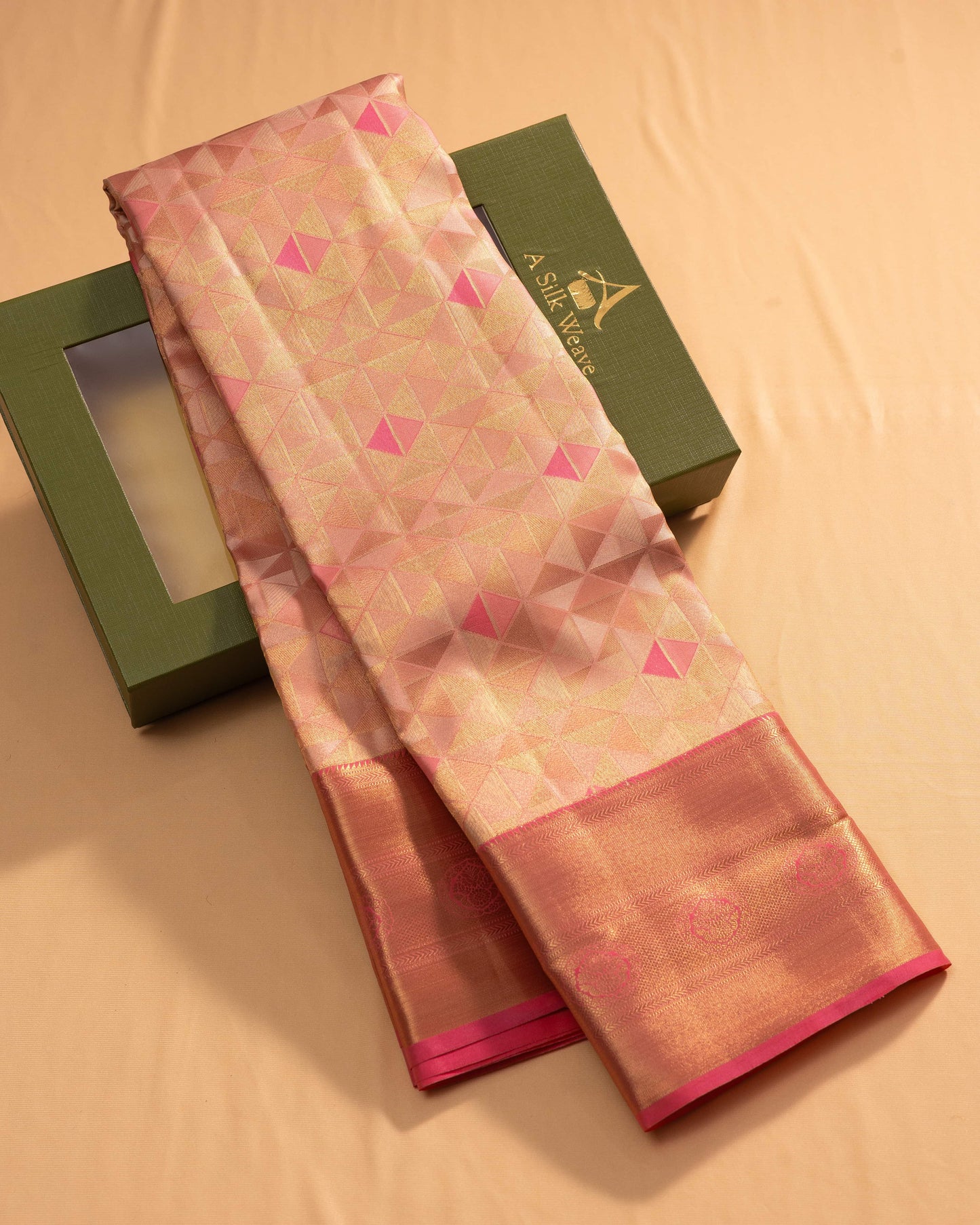 Tasar And Pink With Pink Pallu Pure Silk Signature Blend Saree
