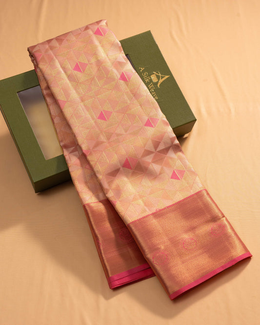 Tasar And Pink With Pink Pallu Pure Silk Signature Blend Saree