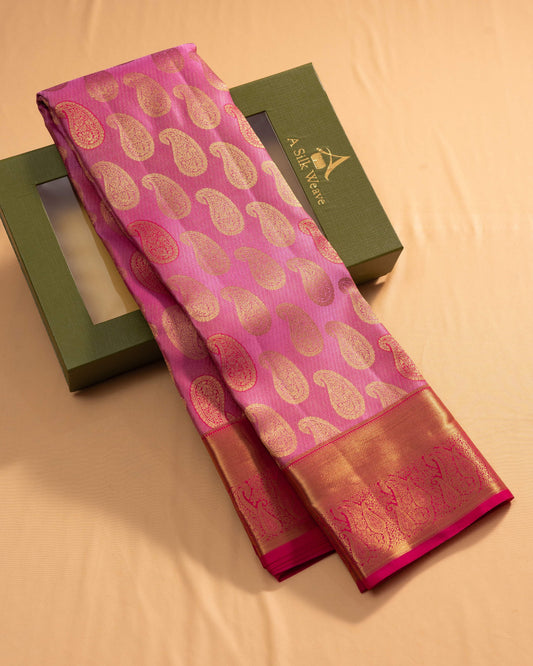 Onion Pink With Rani Pink Pallu Pure Silk Signature Blend Saree
