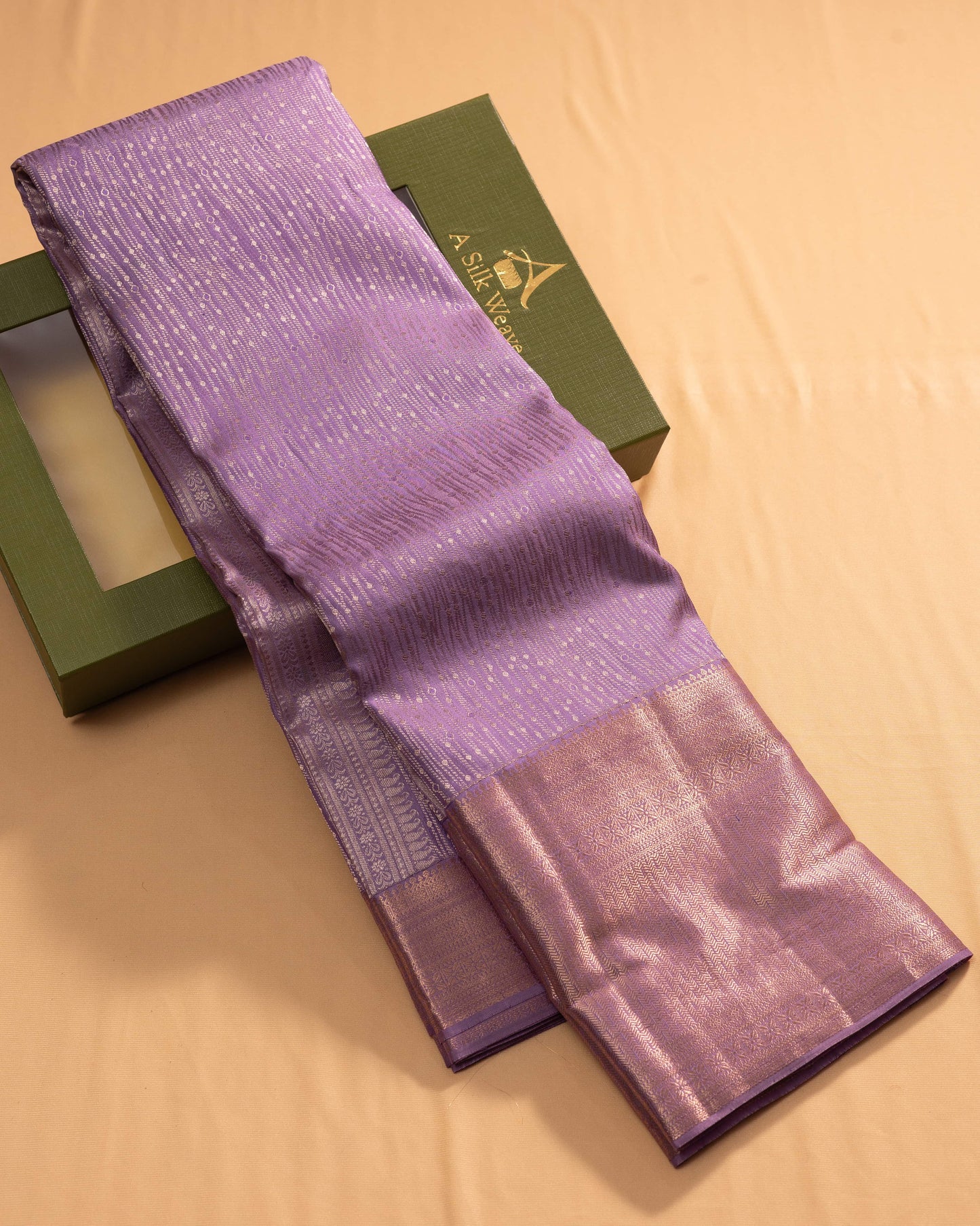 Lavender With Self Colour Pallu Pure Silk Wedding Saree