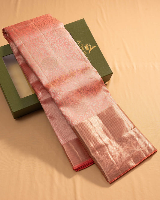 Peach With Self Colour Pallu Pure Silk Wedding Saree