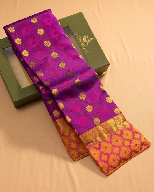 Magenta With Gold Colour Pallu Pure Silk Gift Saree