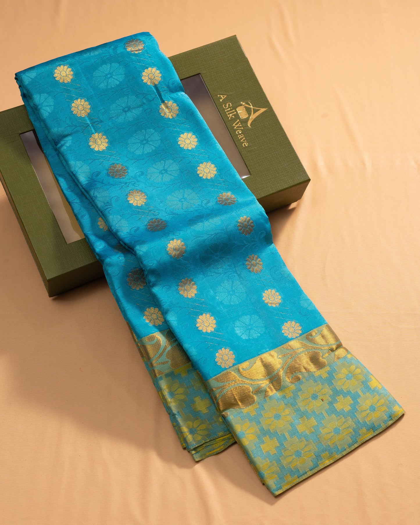 Sky Blue With Gold Colour Pallu Pure Silk Gift Saree