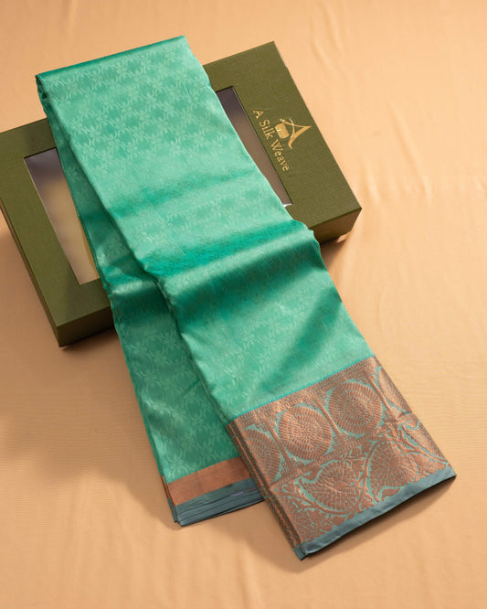 Sea Green With Ash Grey Pallu Pure Silk Gift Saree
