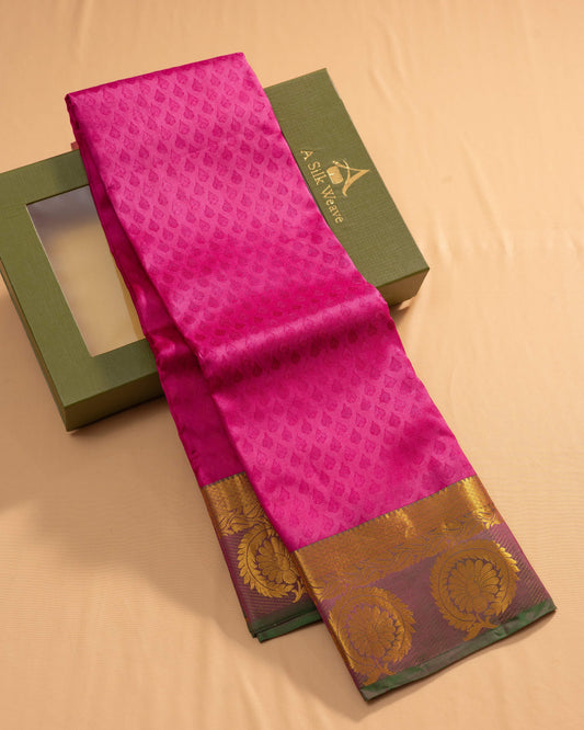 Magenta With Green Pallu Pure Silk Gift Saree