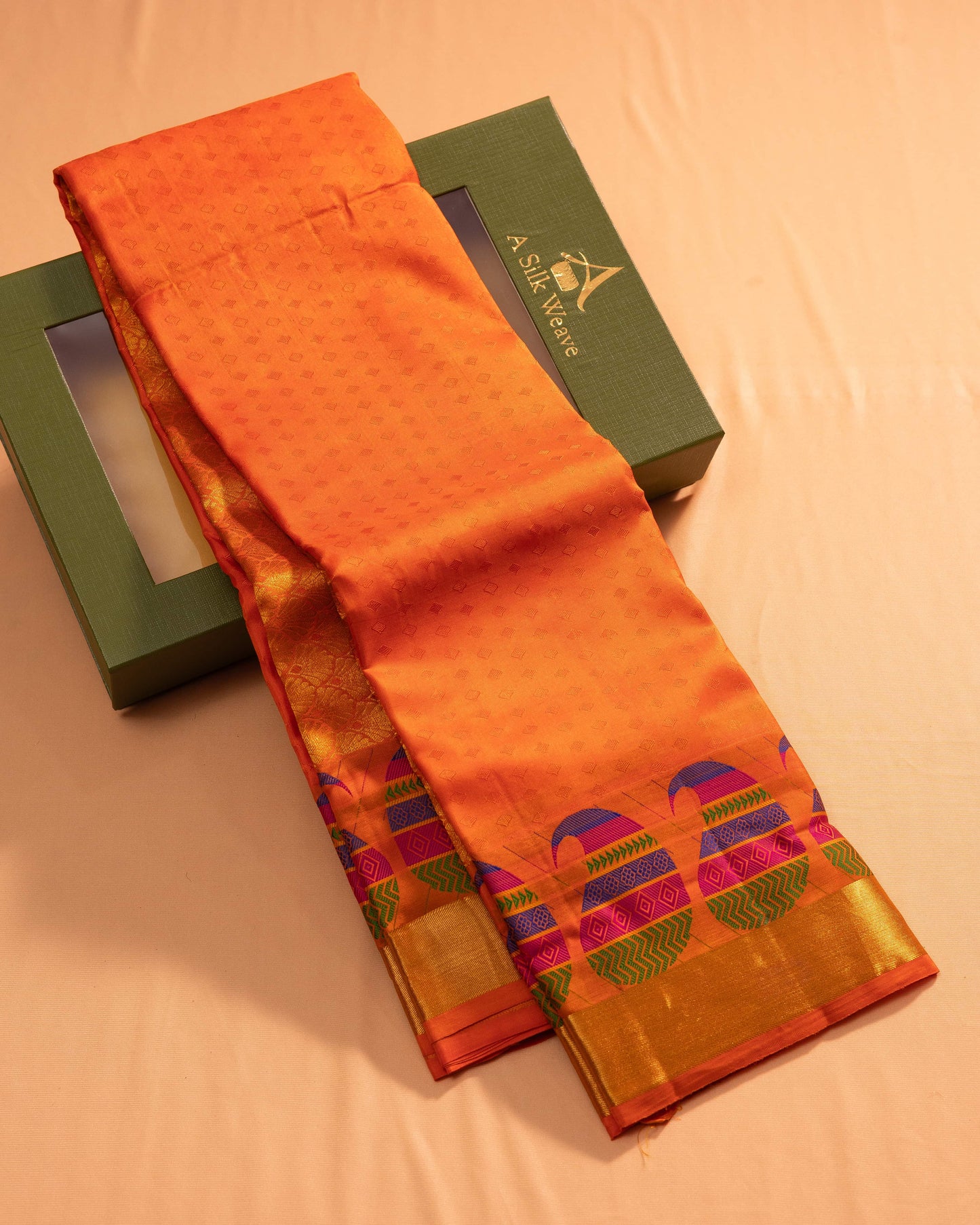 Fanta Orange With Self Colour Pallu Pure Silk Gift Saree